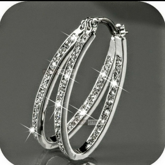 Women's Sterling Silver Hoop Earrings - Picture 4 of 6